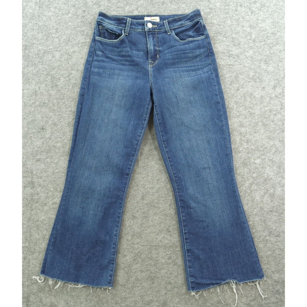 L'Agence Jeans Womens 25 Blue Kendra High Rise Flared Leg Zip Fly Raw Hem
